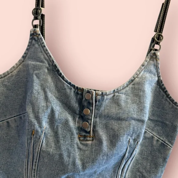 NWT Deadstock Y2K Denim Corset Tank Newport News Jeanology - Picture 2 of 6